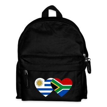 Uruguay South Africa Flag Heart - Kids' Backpack - black - Front