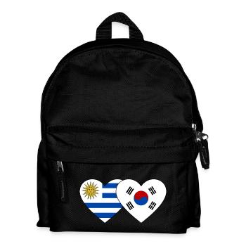 Uruguay South Korea Flag Heart - Kids' Backpack - black - Front