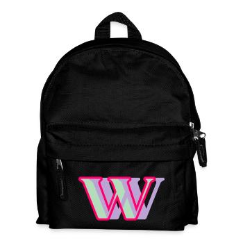 Mehrfarbiger Buchstabe w - Kinder Rucksack - Schwarz - Vorne