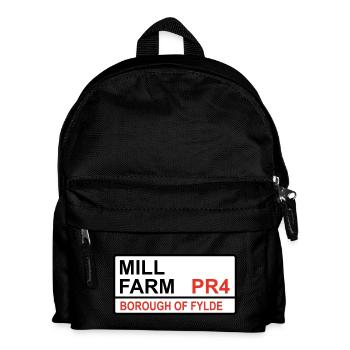 Wesham, Fylde Mill Farm Iconic Street Sign - Kids' Backpack - black - Front