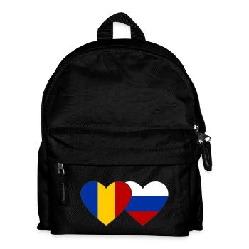 Romania Russia Flag Heart - Kids' Backpack - black - Front
