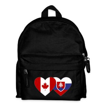 Canada Slovakia Flag Heart - Kids' Backpack - black - Front