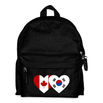Canada South Korea Flag Heart - Kids' Backpack - black - Front