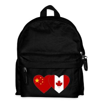 China Canada Flag Heart - Kids' Backpack - black - Front