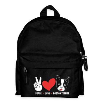 Boston Terrier - Kinder Rucksack - Schwarz - Vorne