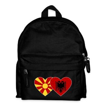 Macédoine Albanie Drapeau Coeur - Sac à dos Enfant - noir - Devant