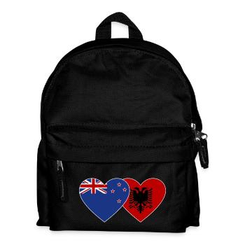 Neuseeland Albanien Flagge Herz used - Kinder Rucksack - Schwarz - Vorne