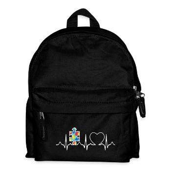 Autism Puzzle Heartbeat - Kids' Backpack - black - Front