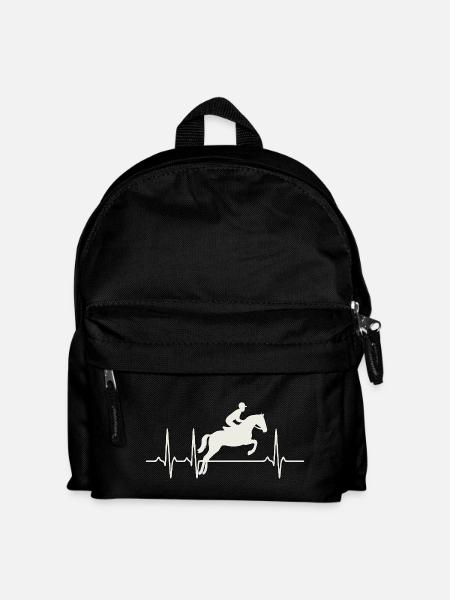Reiter Herzschlag – EKG mit Springreiter - Kinder Rucksack - Schwarz