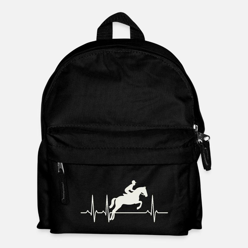 Reiter Herzschlag – EKG mit Springreiter - Kinder Rucksack - Schwarz