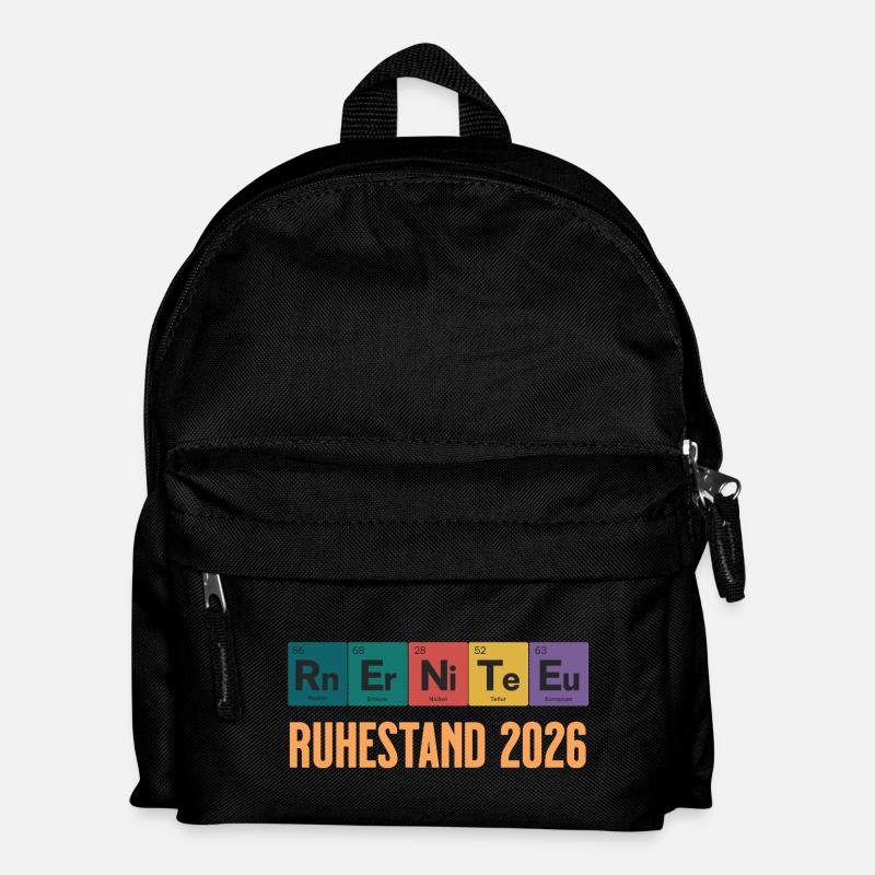 Rente 2026 Periodensystem Design - Kinder Rucksack - Schwarz
