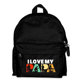 I Love My Papa Carpenter Woodworker Silhouette - Kids' Backpack - black - Front