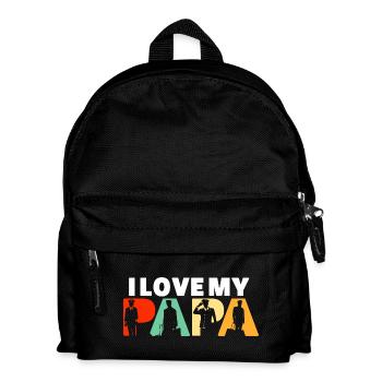 Ich liebe das Design meines Papa-Piloten und Fliegerkapitäns - Kinder Rucksack - Schwarz - Vorne
