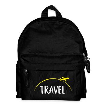 Travel Typo with Airplane Circle - Kids' Backpack - black - Front