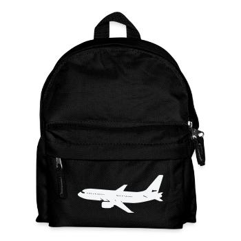 Airplane silhouette on white - Kids' Backpack - black - Front