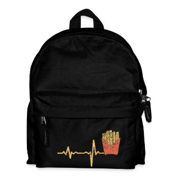Geschenk Heartbeat Fastfood Pommes - Kinder Rucksack - Schwarz - Vorne