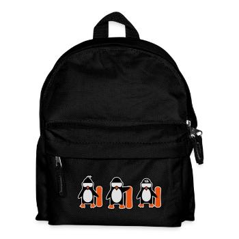 Pinguin mit Snowboard - Kinder Rucksack - Schwarz - Vorne