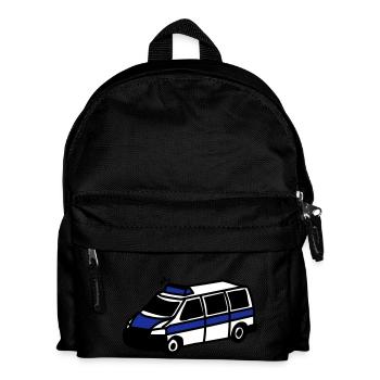 Polizeiwagen - Kinder Rucksack - Schwarz - Vorne