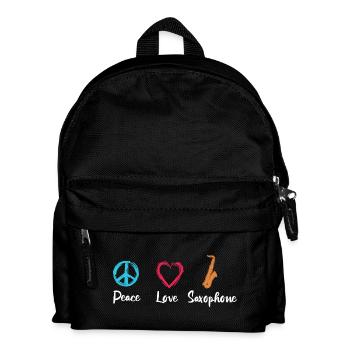 Peace Love Saxophone - Kids' Backpack - black - Front