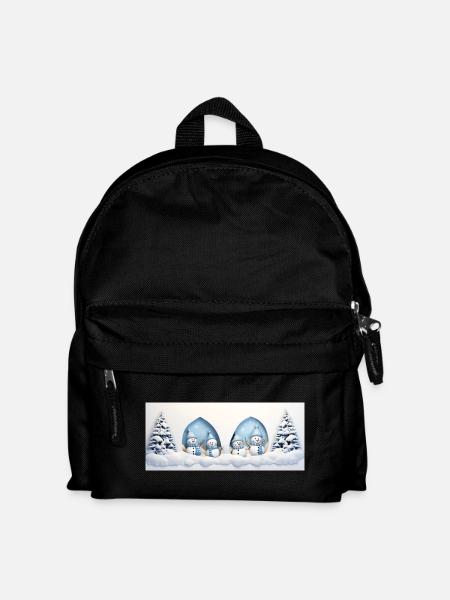 Little Snowman with Christmas Trees - Kids' Backpack - black