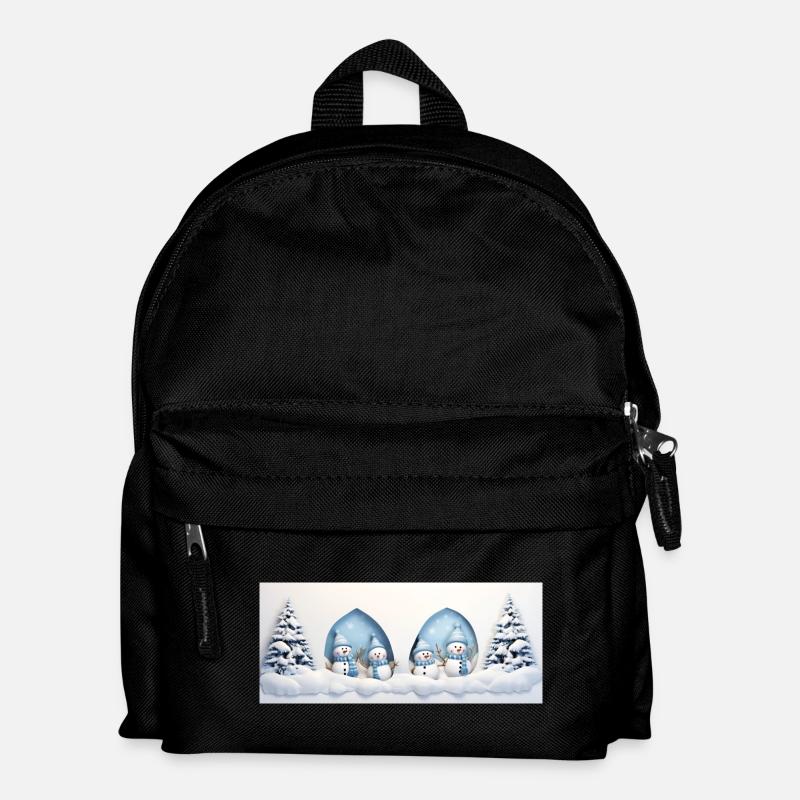 Little Snowman with Christmas Trees - Kids' Backpack - black