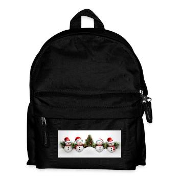 Schneemann mit Weihnachtsbaum - Kinder Rucksack - Schwarz - Vorne