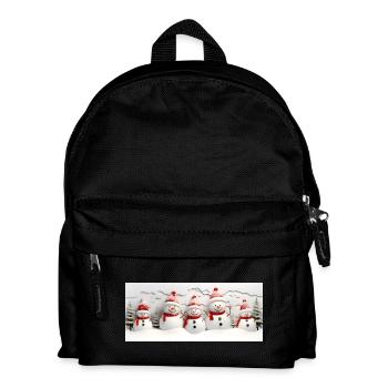 Schneemann-Set mit Tannenbäumen - Kinder Rucksack - Schwarz - Vorne