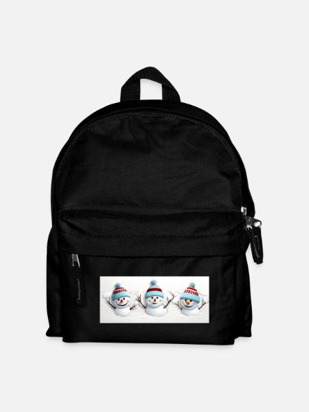 3 cute snowmen - Kids' Backpack - black