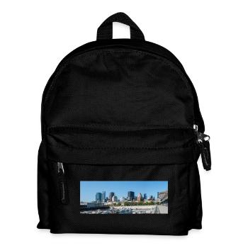 Panoramablick auf die Skyline von Montreal vom Hafen aus - Kinder Rucksack - Schwarz - Vorne