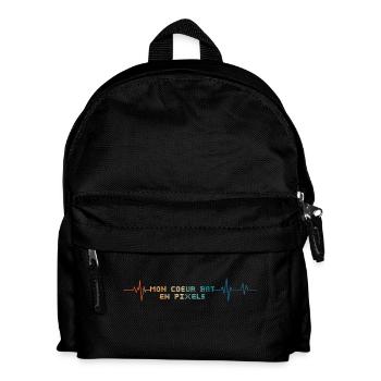 Battement de coeur rétro mon cœur bat en pixels - Sac à dos Enfant - noir - Devant