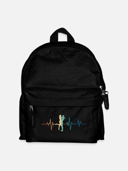Retro Herzschlag Paar - Kinder Rucksack - Schwarz