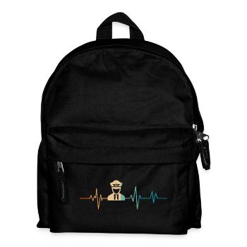 Heartbeat Retro Airplane Pilot - Kids' Backpack - black - Front