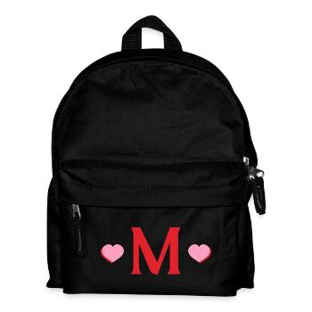 Lettre m cœurs rouges - Sac à dos Enfant - noir - Devant