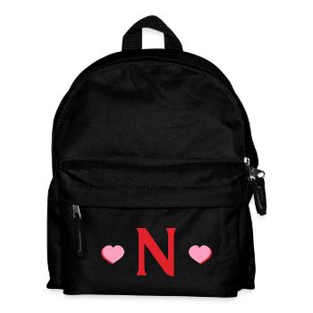 Lettre n cœurs rouges - Sac à dos Enfant - noir - Devant