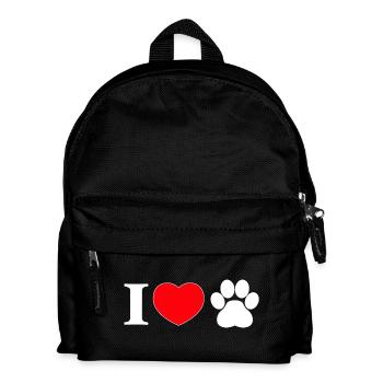 "I love" with paw print - Kids' Backpack - black - Front