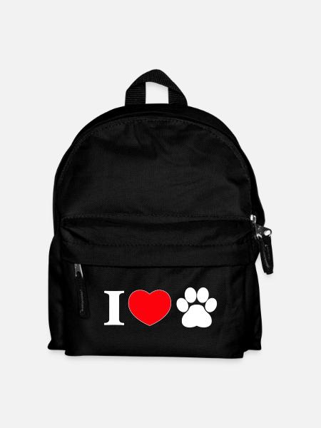 "I love" with paw print - Kids' Backpack - black