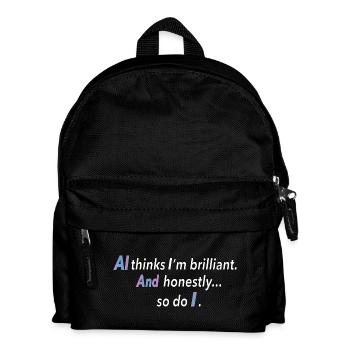 Self-Confidence Meets AI – Cool Quote - Kids' Backpack - black - Front