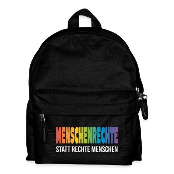 LGBTQ Menschenrechte Spruch Regenbogen LGBTQIA+ - Kinder Rucksack - Schwarz - Vorne