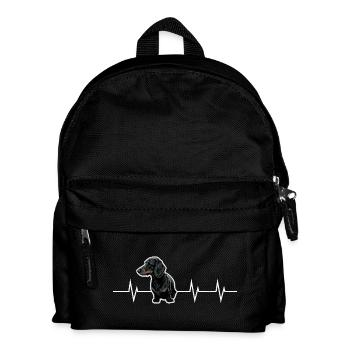 Kleiner Hund, großes Herz - Dackel Edition - Kinder Rucksack - Schwarz - Vorne