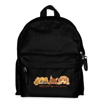 Niedliche rothaarige Katze und zwei Hunde - Kinder Rucksack - Schwarz - Vorne