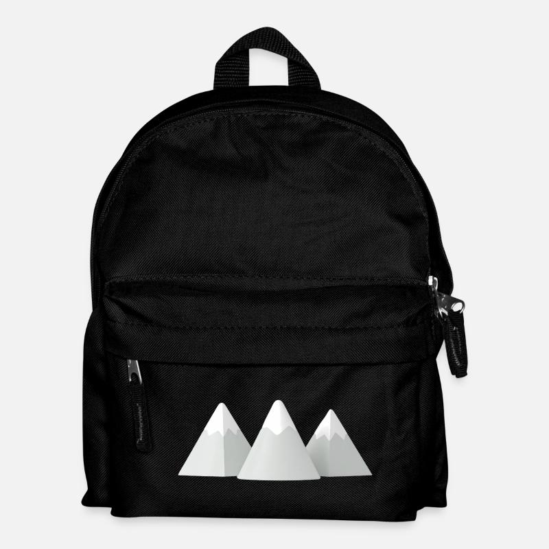 Minimalist 3D Snowy Mountains - Kids' Backpack - black