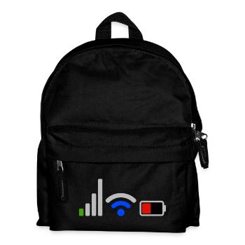 Tech-Signal- und Batterie-WLAN-Netzwerk-Icons - Kinder Rucksack - Schwarz - Vorne