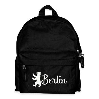 Berlin Bär Logo Schriftzug - Kinder Rucksack - Schwarz - Vorne