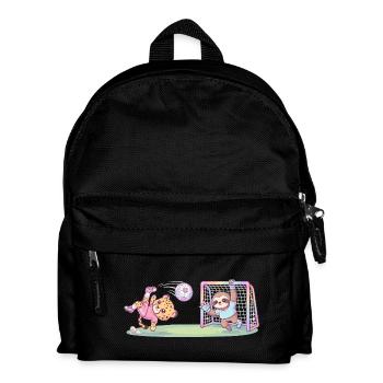 Lustige Gepard und Faultier, die Football Kids spielen - Kinder Rucksack - Schwarz - Vorne