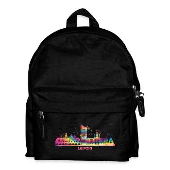 Leipziger Skyline Bunt Stadtbild Leipzig - Kinder Rucksack - Schwarz - Vorne