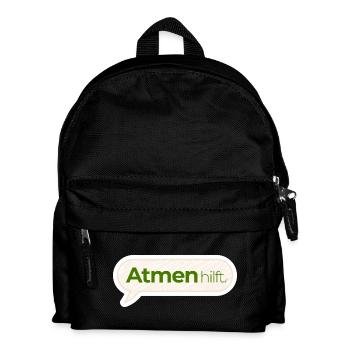Atmen hilft – Achtsamkeitsspruch in Moosgrün - Kinder Rucksack - Schwarz - Vorne