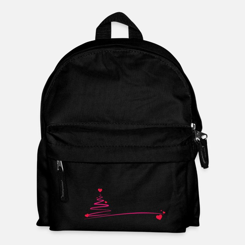 Weihnachtsbaum mit Herzen - Kinder Rucksack - Schwarz