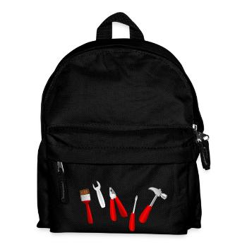 tool tools brush hammer screwdriver pliers - Kids' Backpack - black - Front