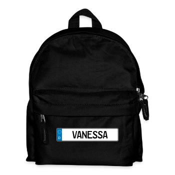 Vanessa Namensschild Geschenk - Kinder Rucksack - Schwarz - Vorne