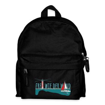 Frei wie der wind - Segelyacht mit Leuchtturm - Kinder Rucksack - Schwarz - Vorne